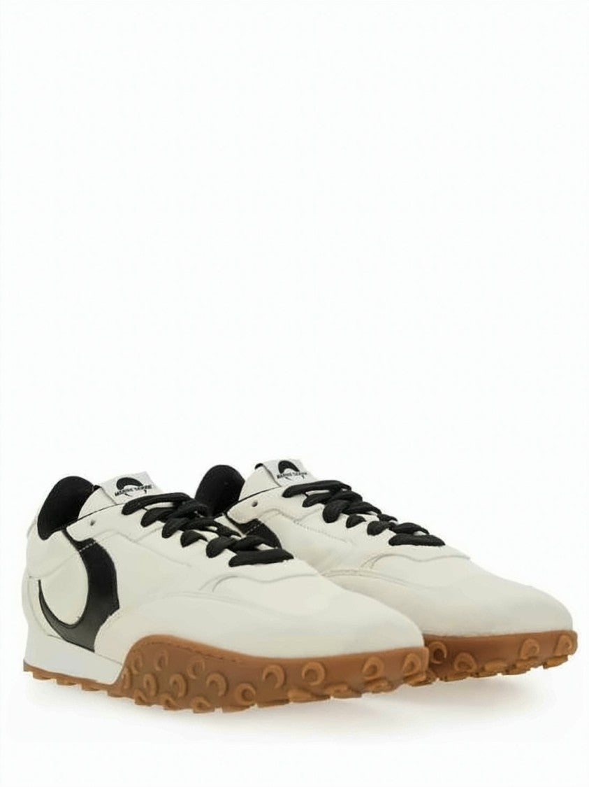 Marine Serre Sleek Off-White Sneakers With Bold Black Accents