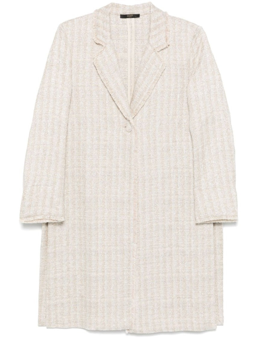 Seventy Textured Long Coat With Notched Collar