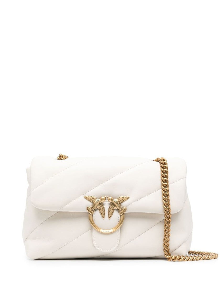 Pinko Matelassé White Calf Leather Bag