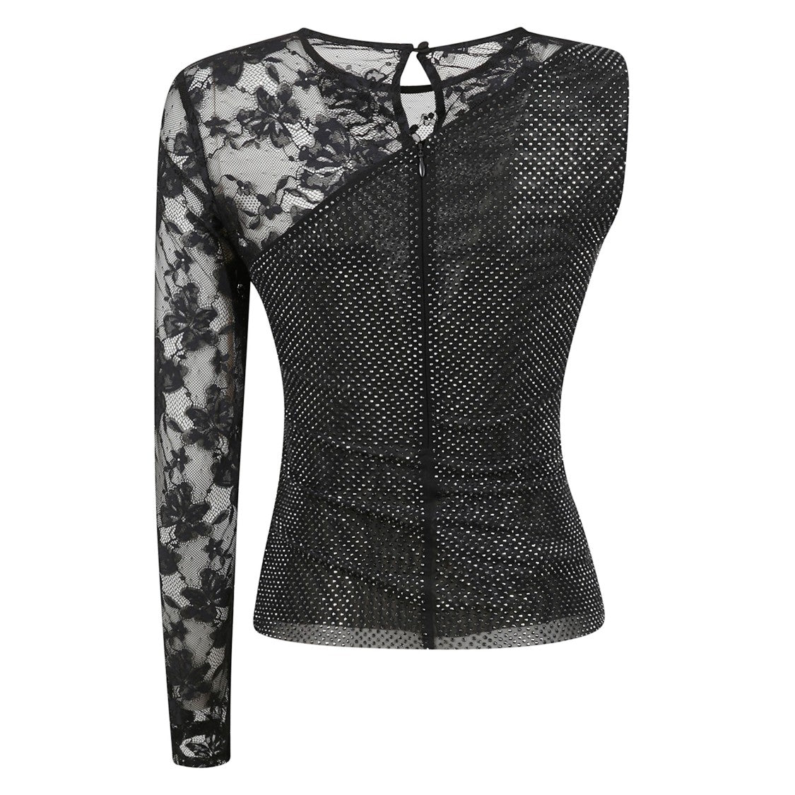 Self-Portrait Fitted Top With Lace Sleeve