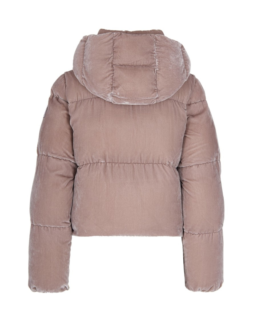 Elisabetta Franchi Sunrise Velvet Down Jacket With Hood