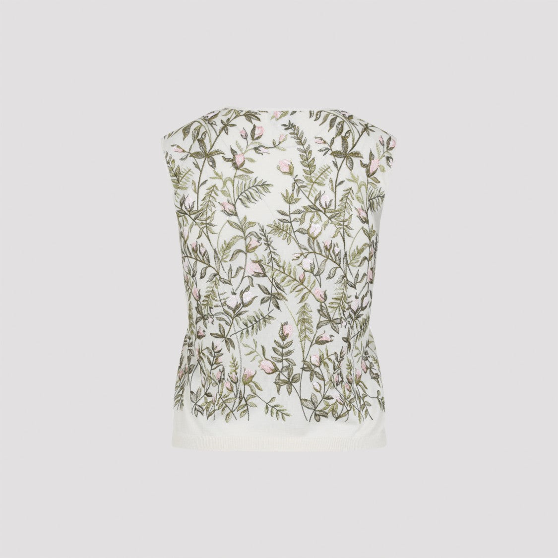 Giambattista Valli Floral Embroidered Cashmere-Silk Top