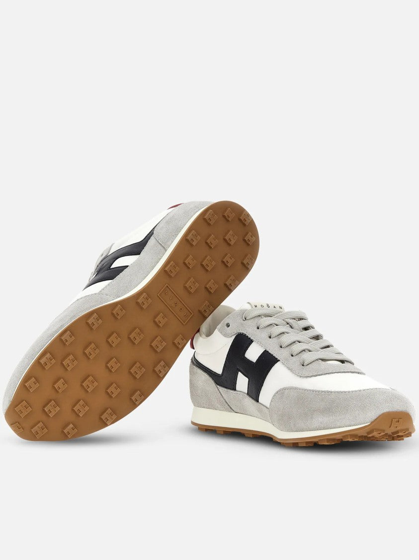 Hogan Grey Low-Top Suede White Panel Sneakers
