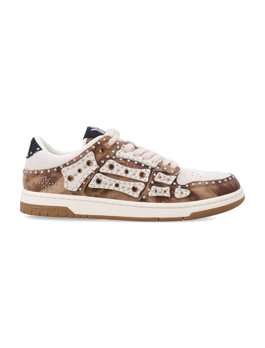 Amiri Brown Stud Skel Top Low Sneakers