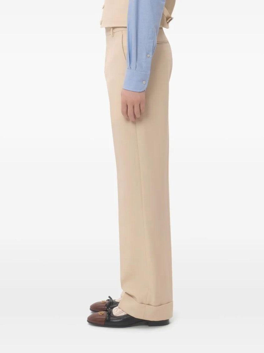 Valentino Tailored High-Waist Wool Pants With Wide Legs
