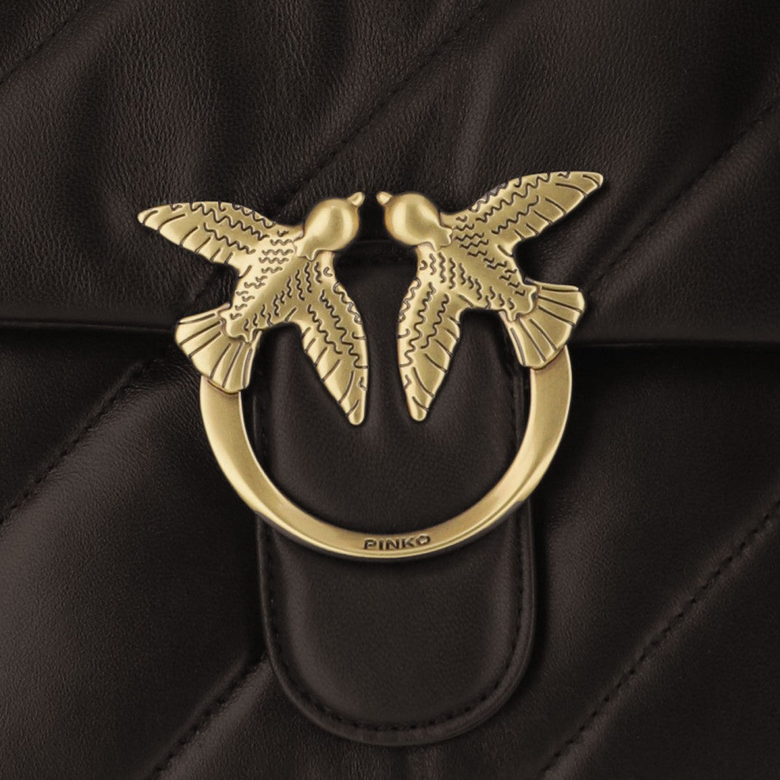 Pinko Quilted Nappa Leather Bag With Signature Love Birds Detail