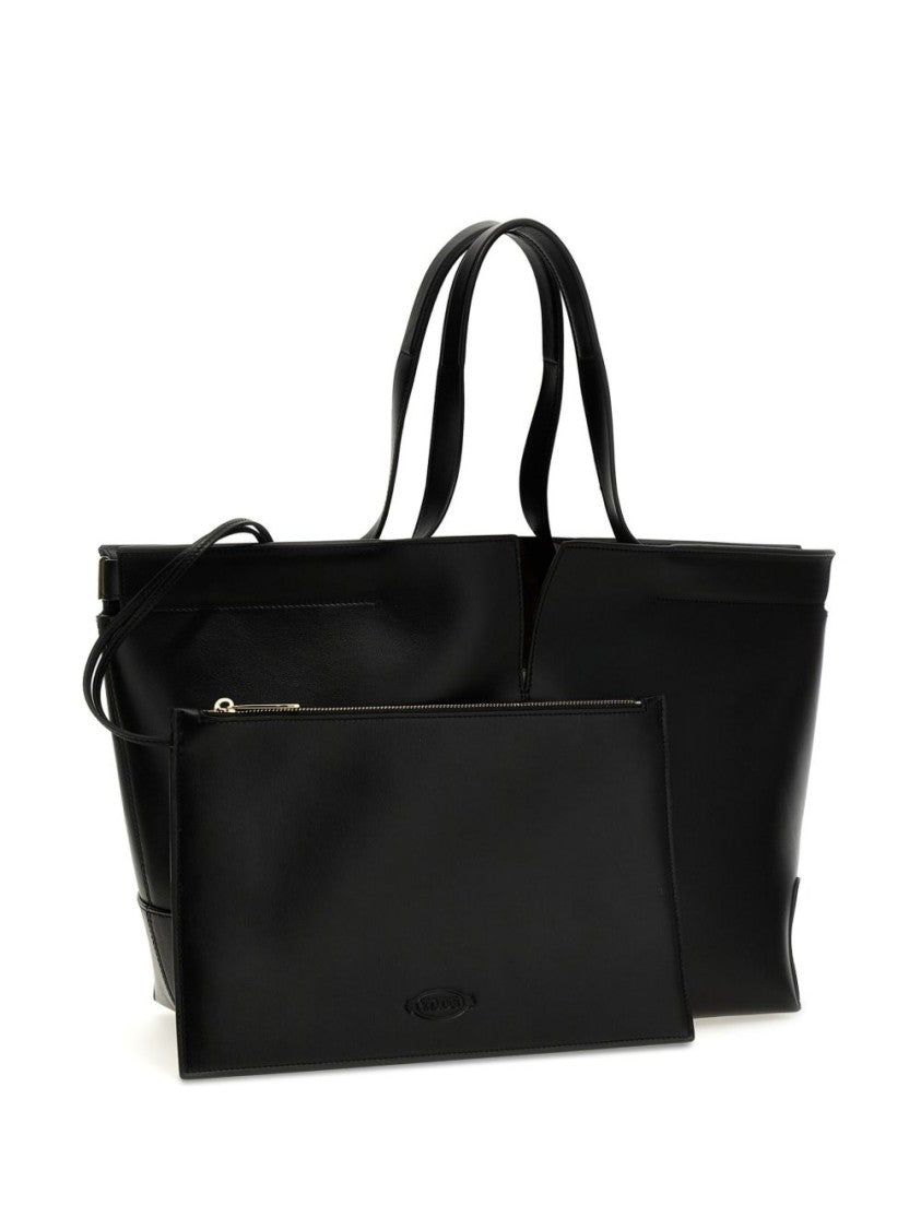 Tod's Structured Black Calfskin Tote Bag