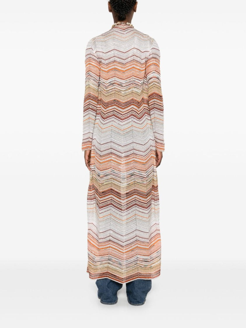 Missoni Chevron Lamé Cardigan With Sequins