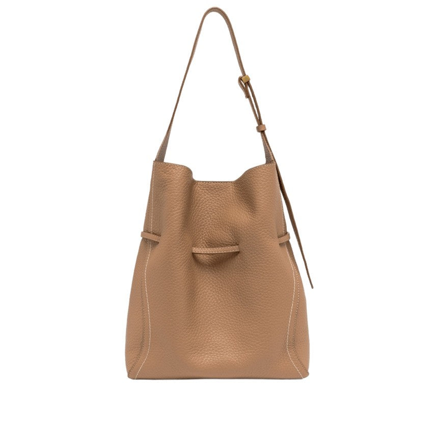 Gianni Chiarini Feminine Sand Handbag With Pebbled Texture