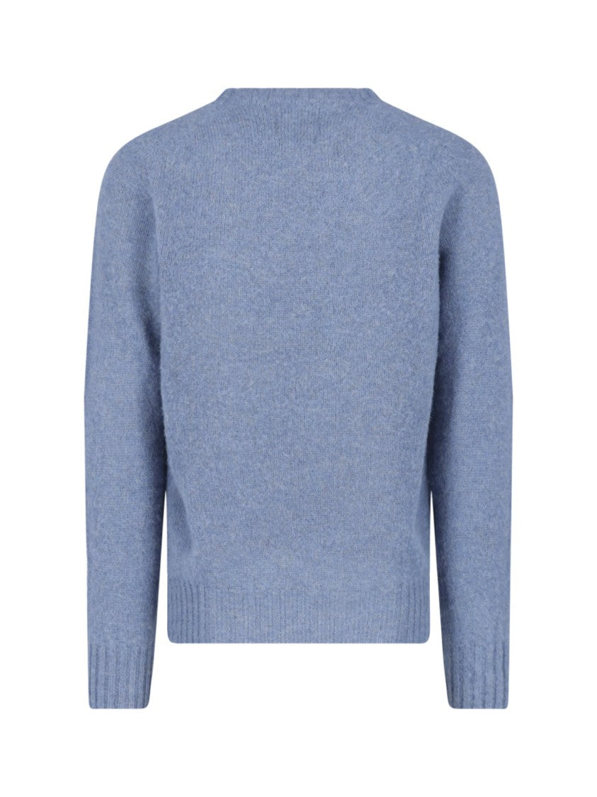 Howlin Light Blue Fine Wool Ribbed Crewneck Sweater