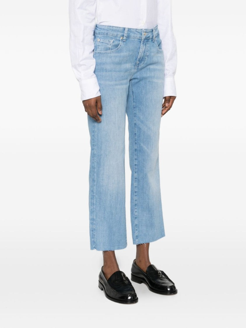 Seven Cropped Wide-Leg Jeans With Mid-Rise Waist And Faded Effect