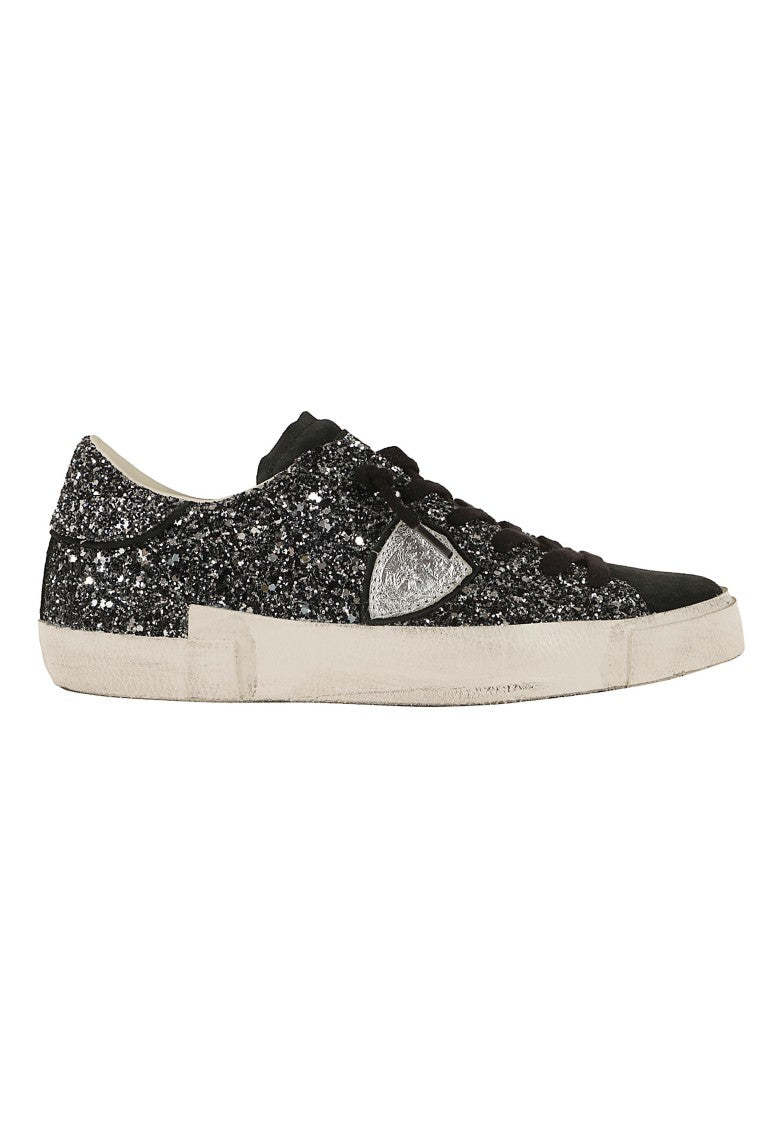 Philippe Model Prsx Low Glitter Suede Sneakers