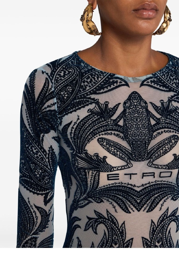 Etro Paisley-Patterned Top With Long Sleeves And Round Neckline