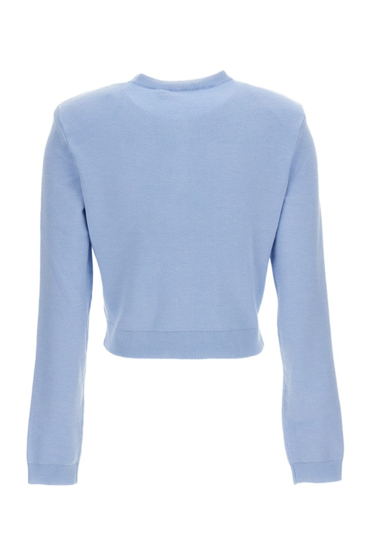 Self-Portrait Light Blue Floral Stretch Cardigan