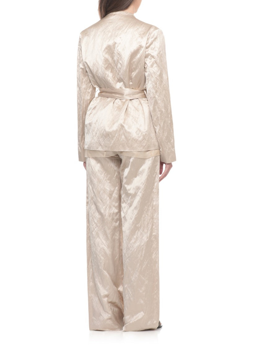 Antonelli Firenze Beige Kade Silk Gilet Blazer