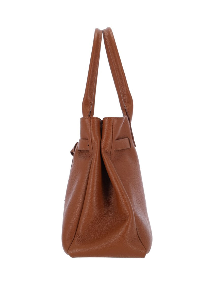 Ballantyne Structured Brown Calf Leather Tote With Adjustable Buckle