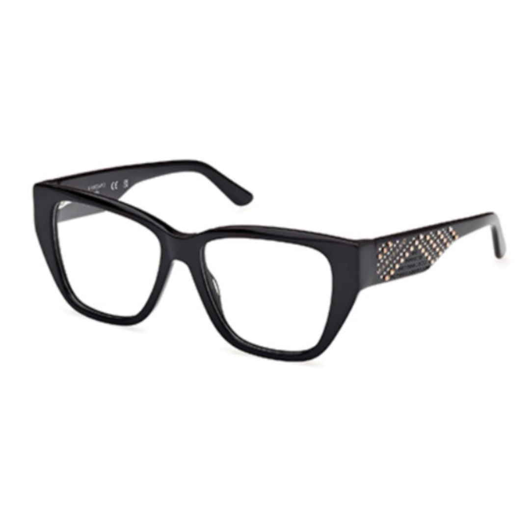 Guess By Marciano Gm50019 Rectangular Acetate Eyeglasses With Geometric Studded Temples