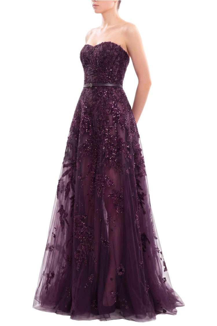 Saiid Kobeisy Embroidered Strapless Dress