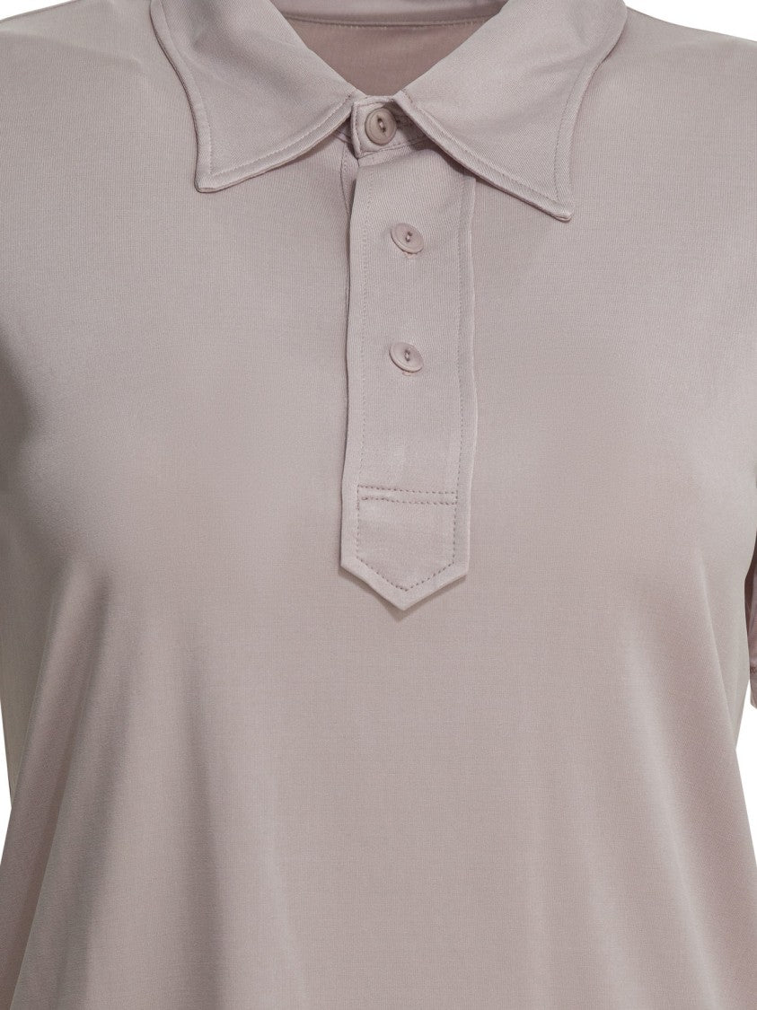 Maison Margiela Short-Sleeved Polo Shirt In Muted Dusty Pink With Classic Tailoring