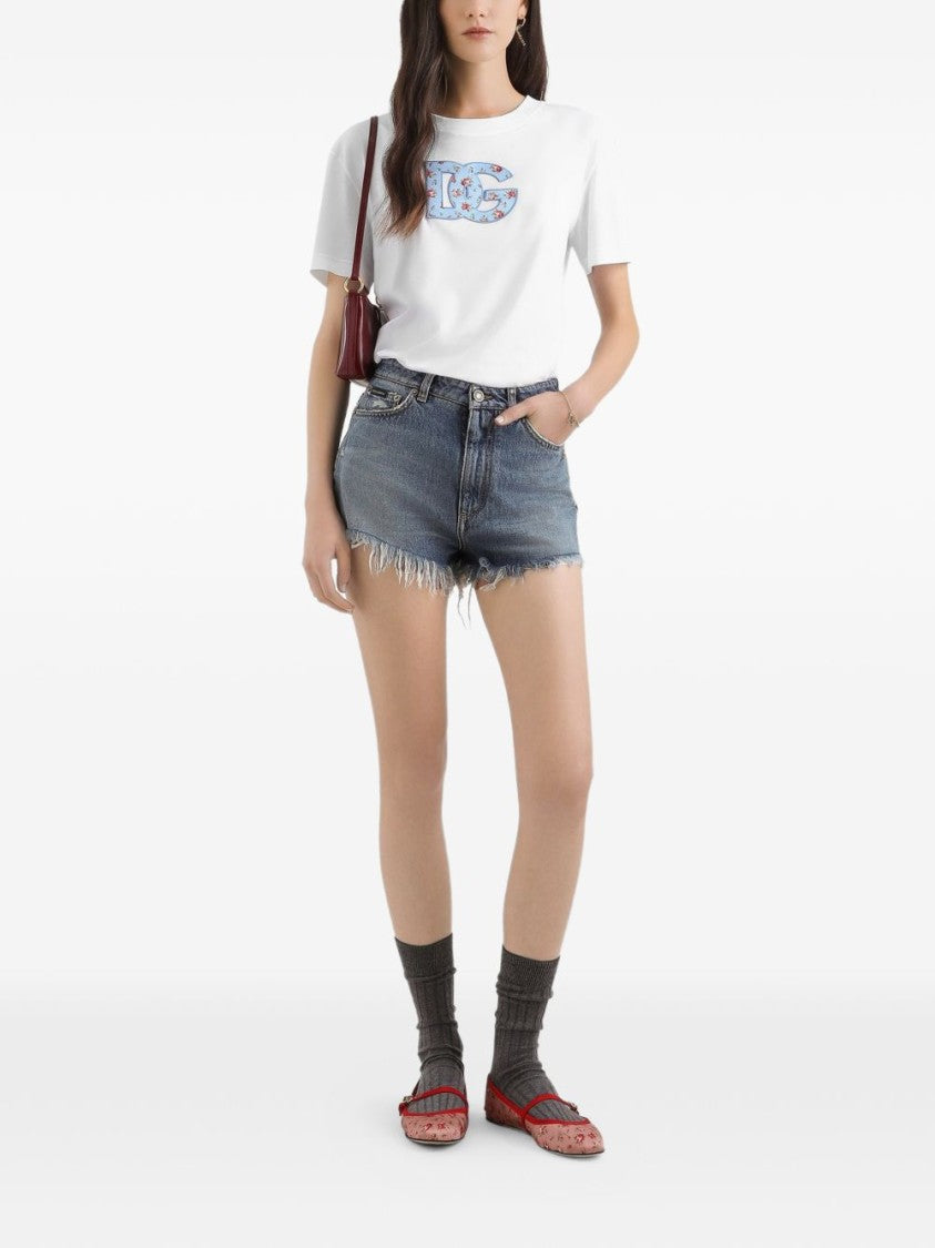 Dolce & Gabbana Short-Sleeve T-Shirt With Floral Logo Patch