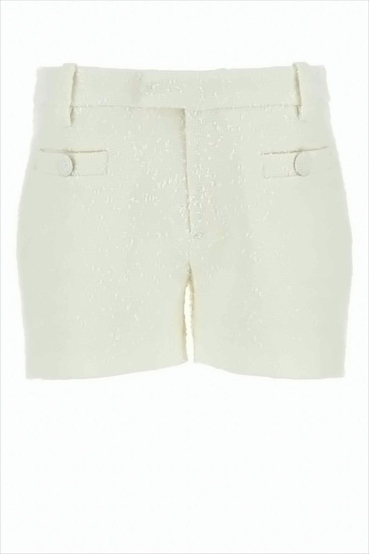 Ami Tailored Textured White Shorts With Structured Silhouette