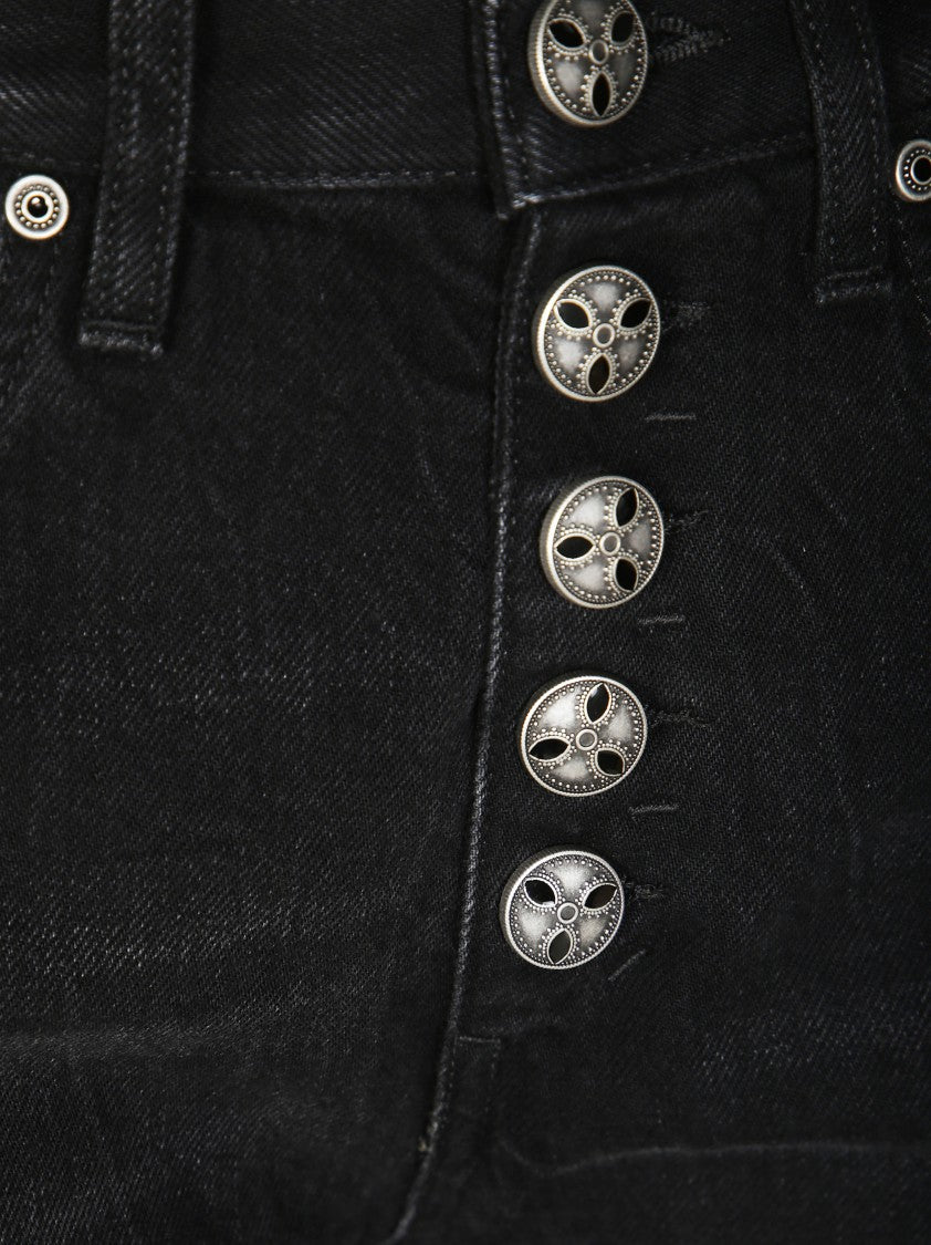 Dondup High-Waisted Black Jeans With Decorative Button Fly