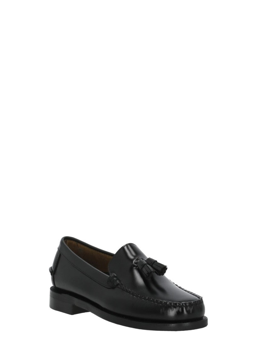 Sebago Black Polished Patent Leather Tassel Loafers