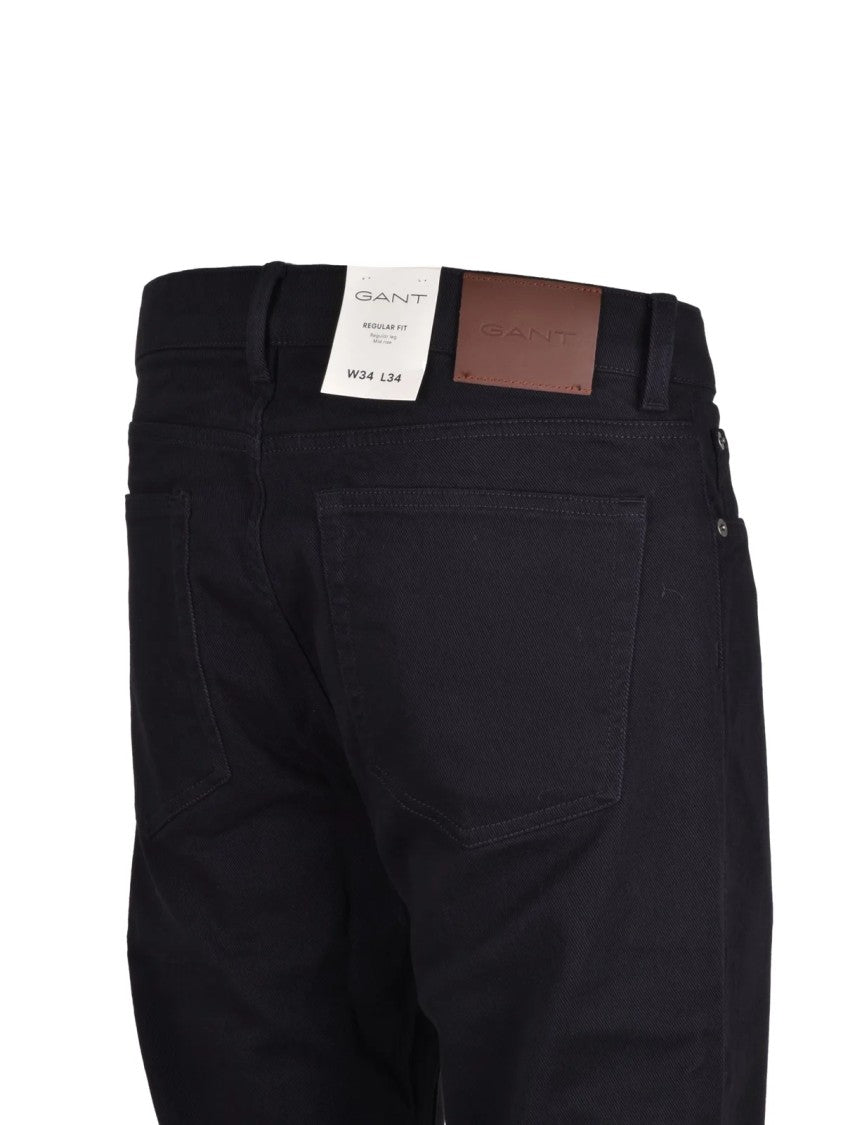 Gant Black Regular Fit Five-Pocket Stretch Jeans