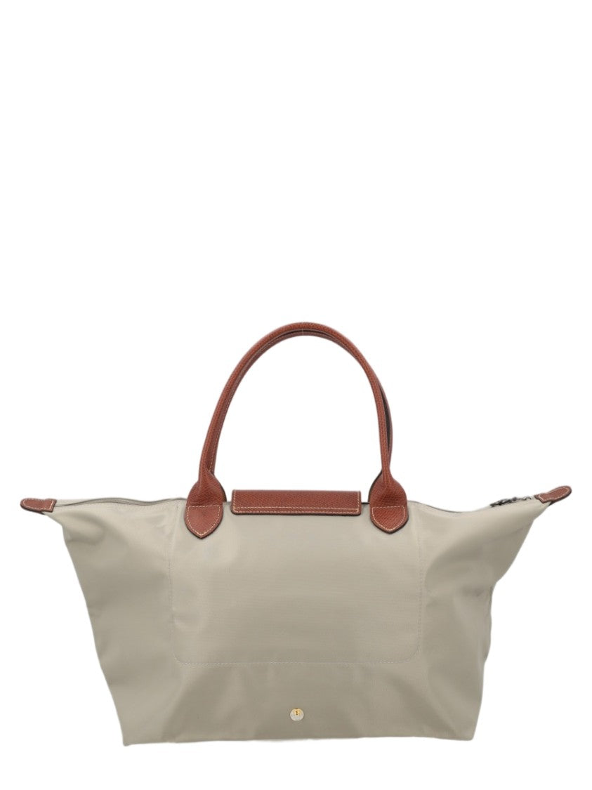 Longchamp Large Tote In Smooth Polyamide With Leather Accents