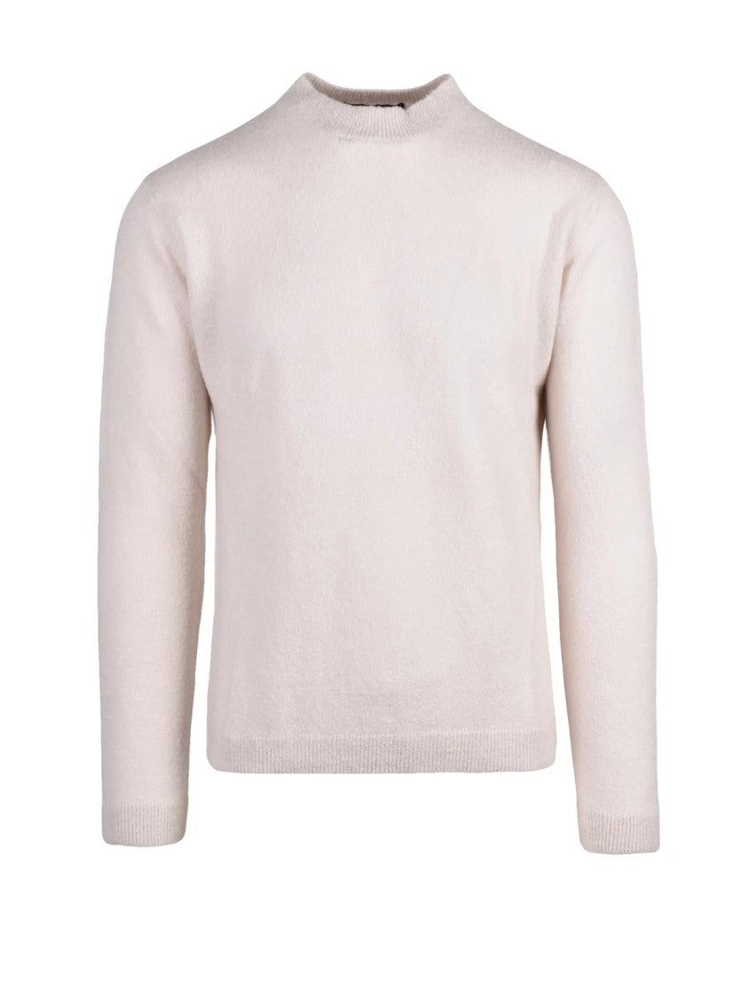 Daniele Fiesoli Cream Crew Neck Pullover With Ribbed Cuffs And Hem