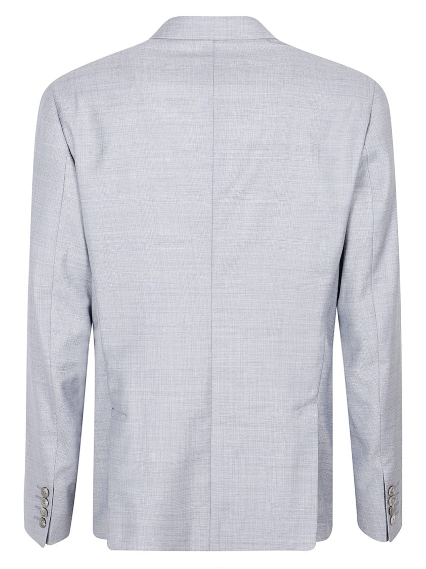 Emporio Armani Double-Breasted Light Grey Blazer And Tailored Trousers Set