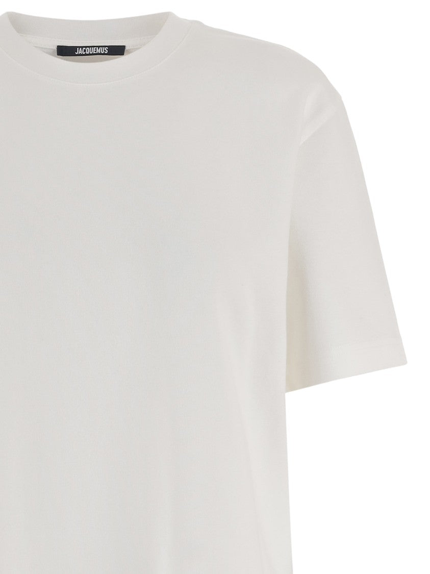 Jacquemus Round Neck Cotton T-Shirt With Contrasting Logo Embroidery