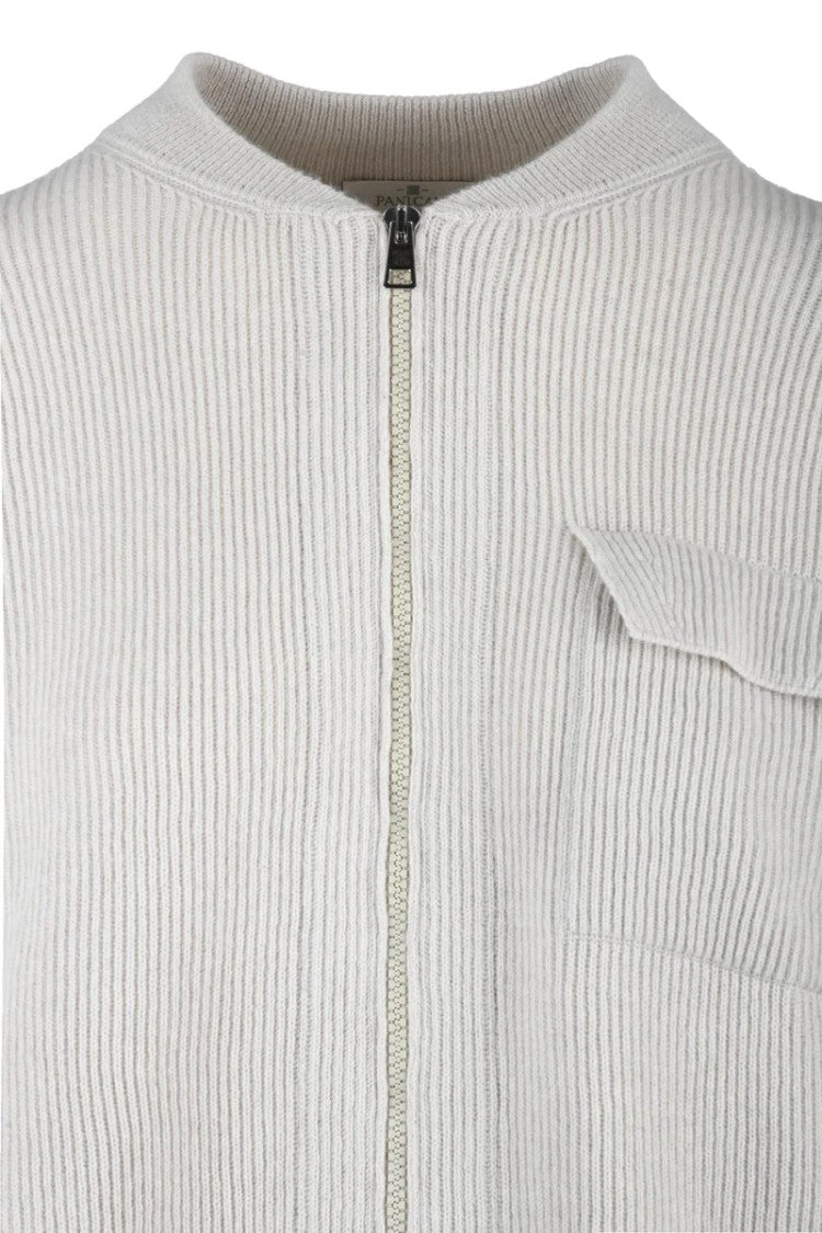 Panicale Wool Silk Cashmere Zip Cardigan - Beige
