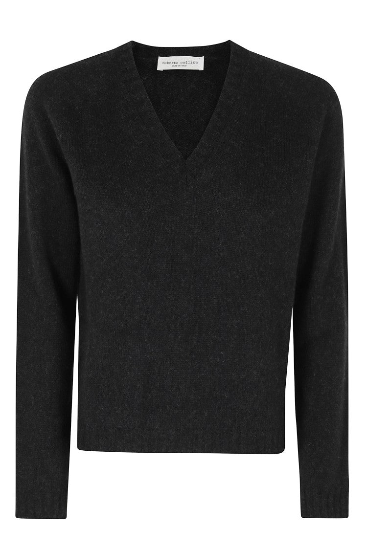 Roberto Collina Black Scollo V Ml Wool-Blend Sweater