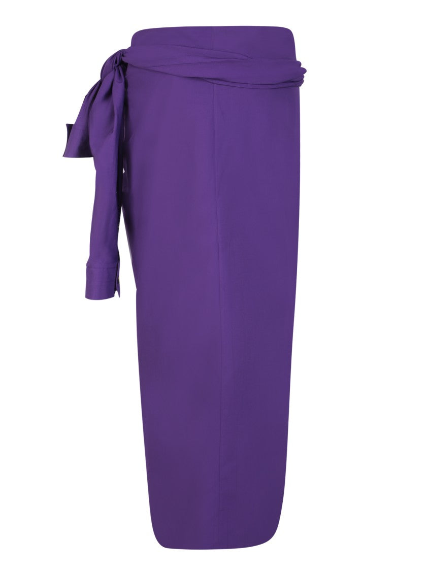 Quira Purple Cotton Midi Skirt