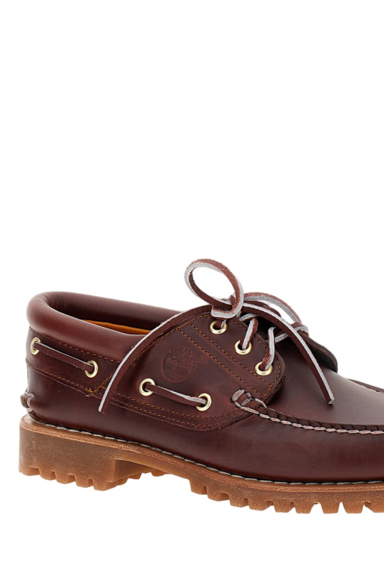 Timberland Burgundy Hand-Stitched Rubber-Sole Leather Boat Shoes