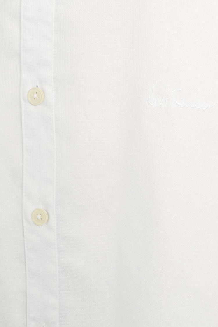 Luis Trenker Crisp White Shirt With Stand-Up Collar And Subtle Detailing