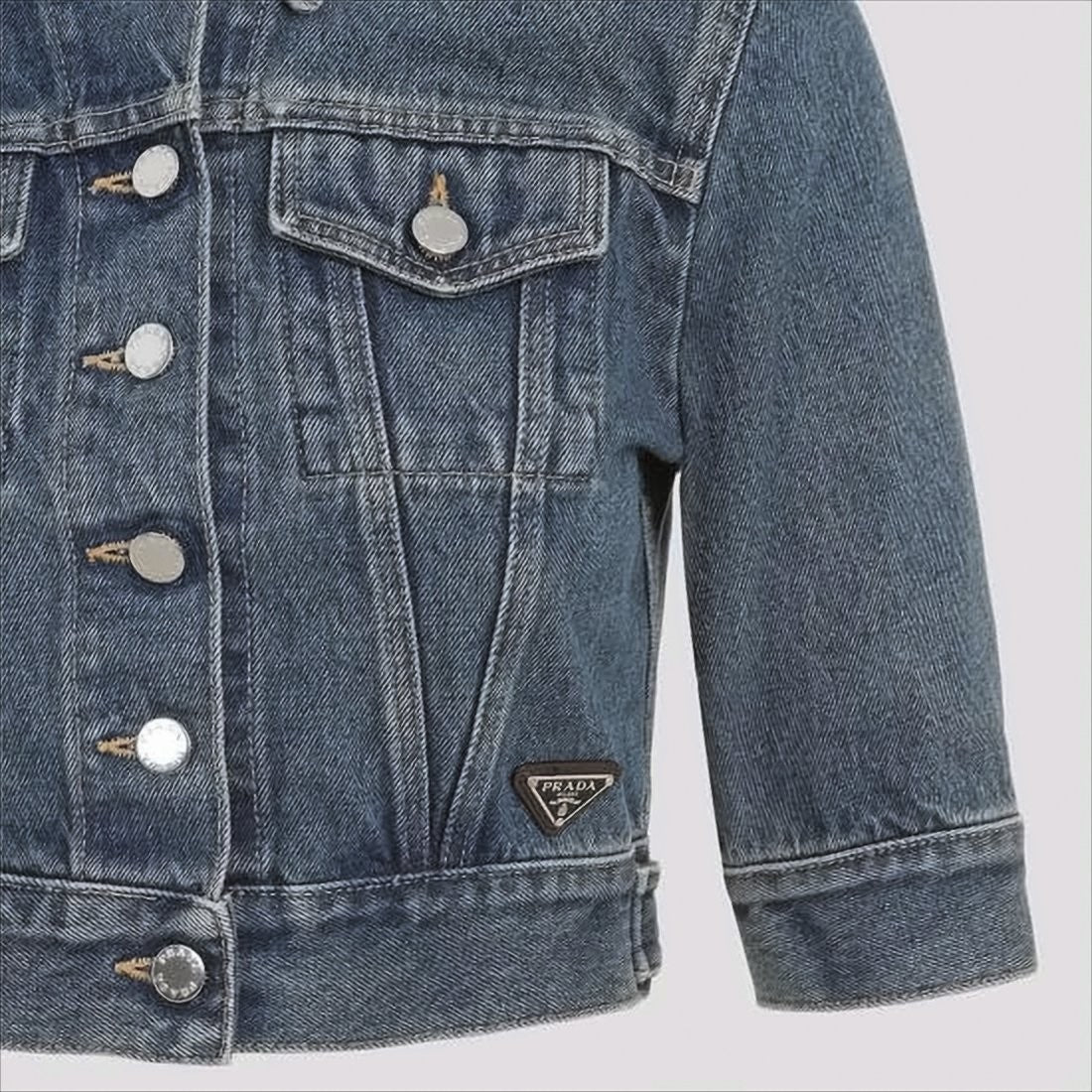 Prada Cropped Denim Jacket With Classic Collar