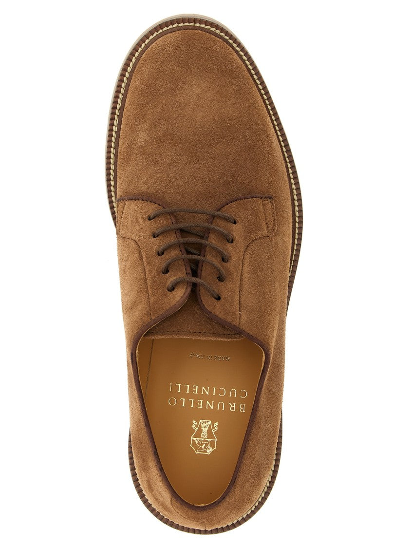 Brunello Cucinelli Suede Derby Shoes With Lace Closure
