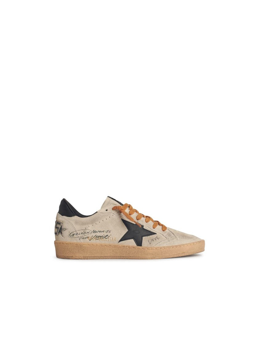 Golden Goose Ball-Star Sneakers With Grey Suede And Black Leather Details