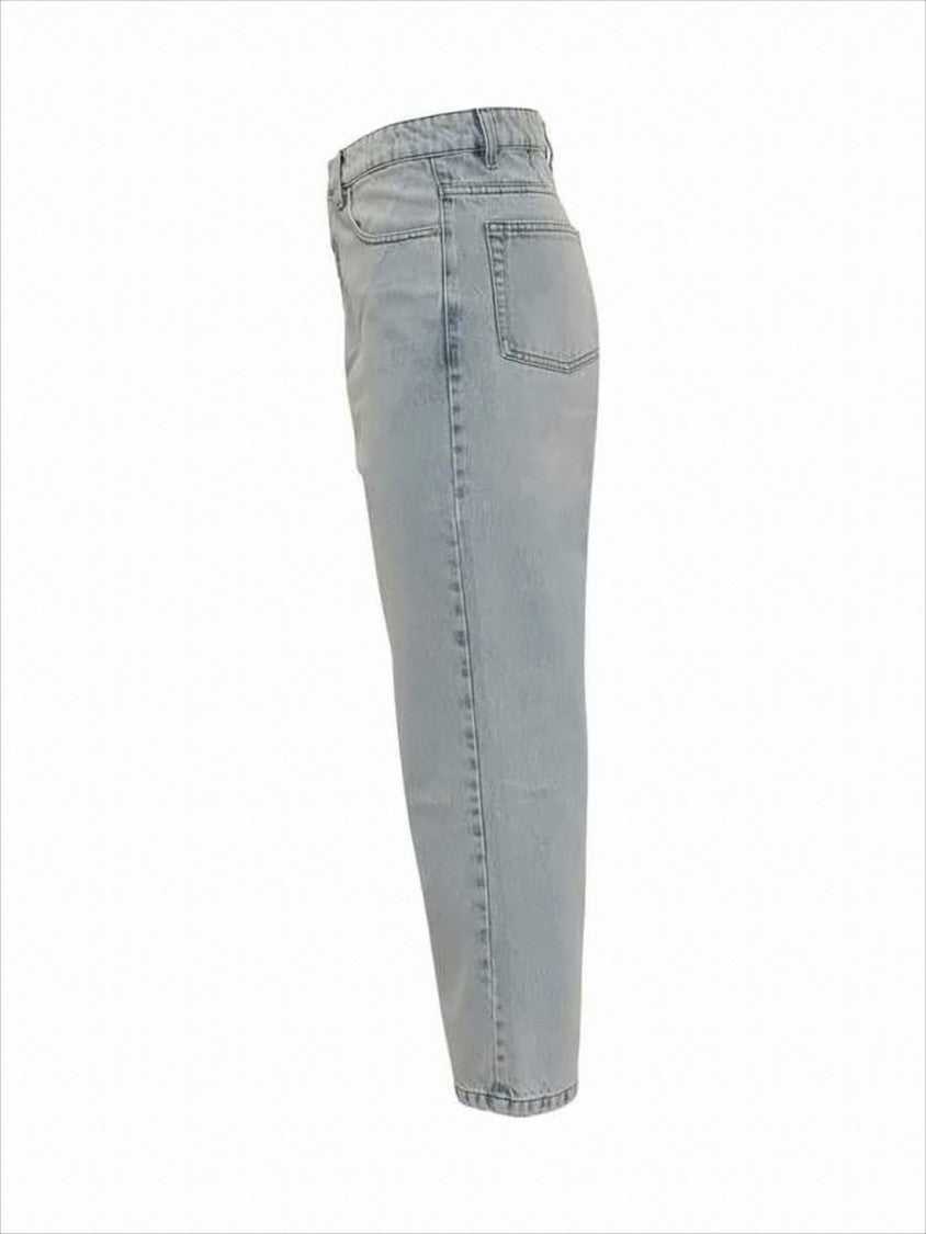 Ami Paris Light Wash Denim Pants With Classic Five-Pocket Design
