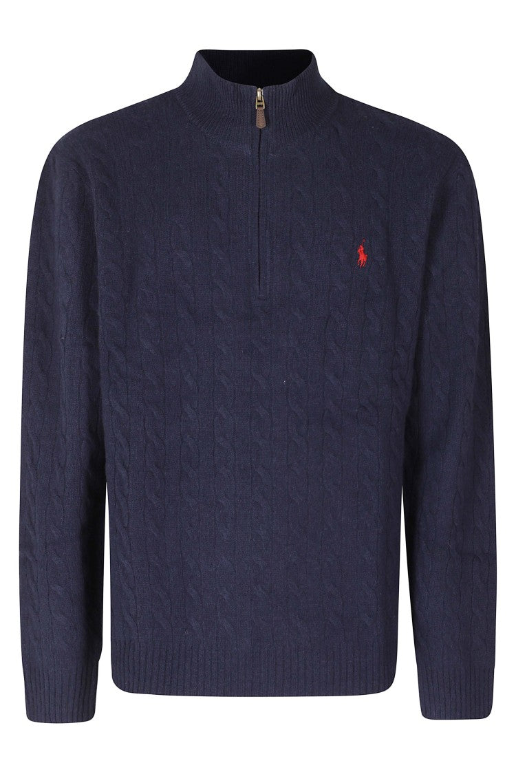 Polo Ralph Lauren Navy Cable Knit Wool-Cashmere Pullover Sweater