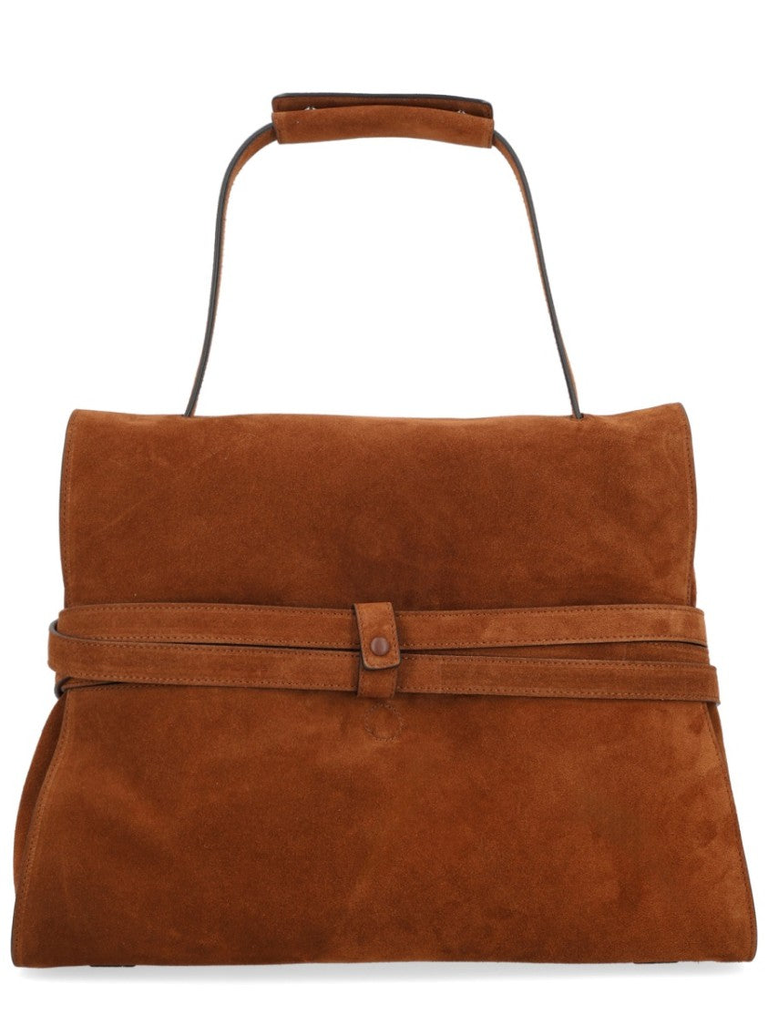Moschino Suede Tie Me Leather Buckle Handbag