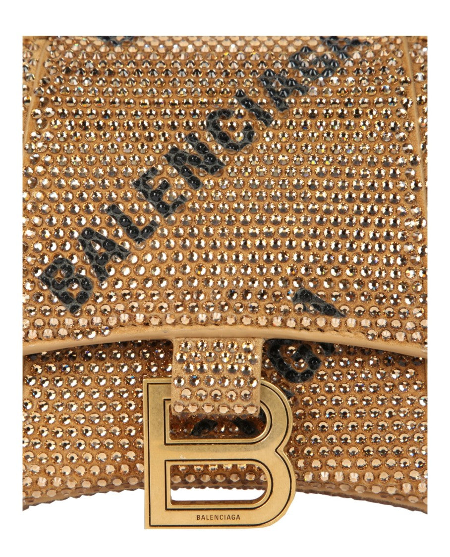 Balenciaga Hourglass Xs Top Handle Bag With Allover Logo Strass