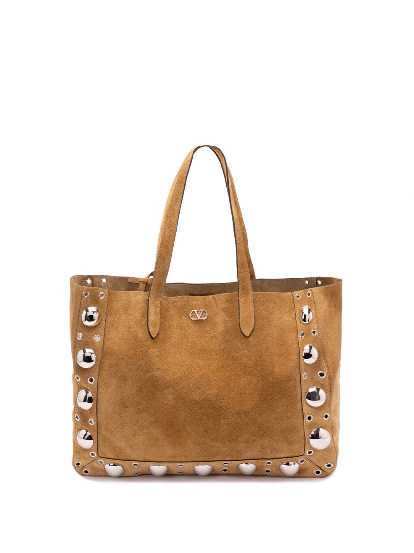 Valentino Garavani `Nellcote` Multi Studs Logo Large Leather Tote