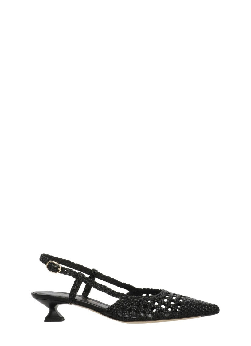 Juilie Dee Black Julie Dee Woven Leather Mules
