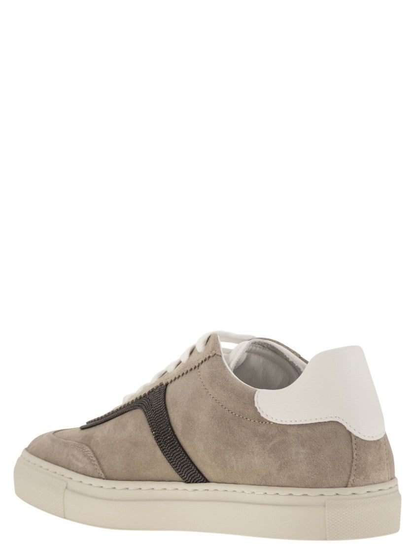 Brunello Cucinelli Suede Trainers With Precious Detailing