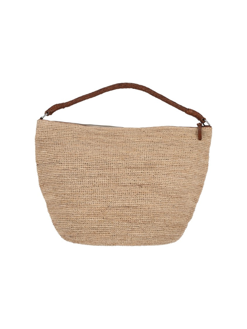 Ibeliv Beige Utopia Woven Raffia Shoulder Bag