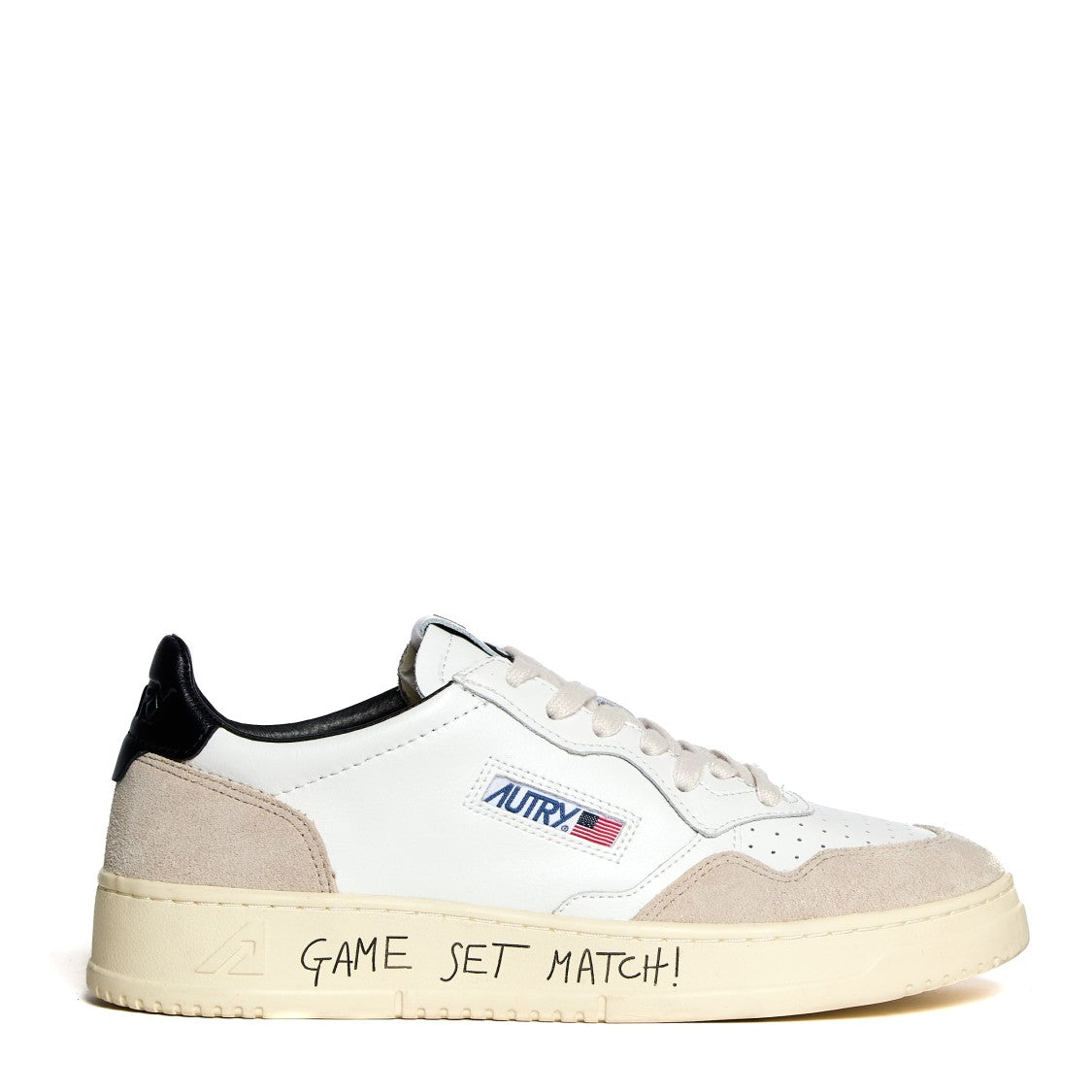 Autry White Black Medalist Low Leather Sneakers