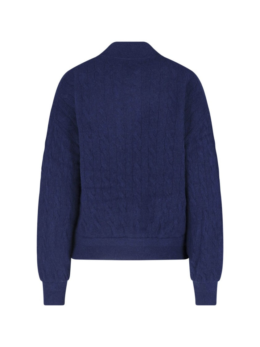 Polo Ralph Lauren White Cropped Cable Knit Logo Jacket